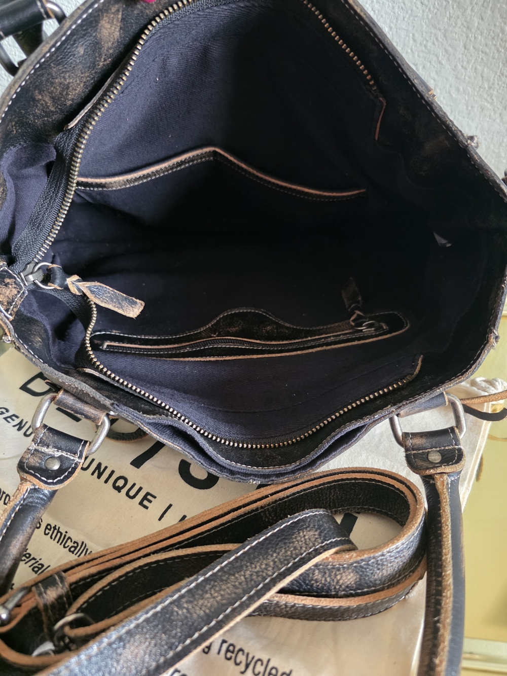 BED|STU Distressed Black Rockababy Shoulder Bag with Tassel Accents - Picture 5 of 9